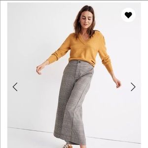 Madewell Huston Crop Wide Leg Pant Grey Plaid Sz M